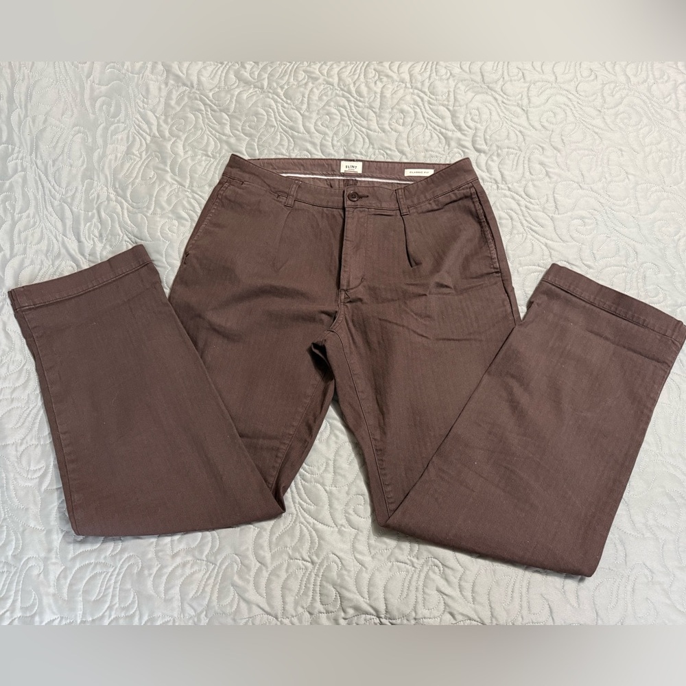Men's Flint and Tinder Pleated Herringbone Chino Pants, Brown,  33 x 32